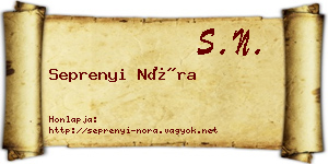 Seprenyi Nóra névjegykártya