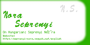 nora seprenyi business card